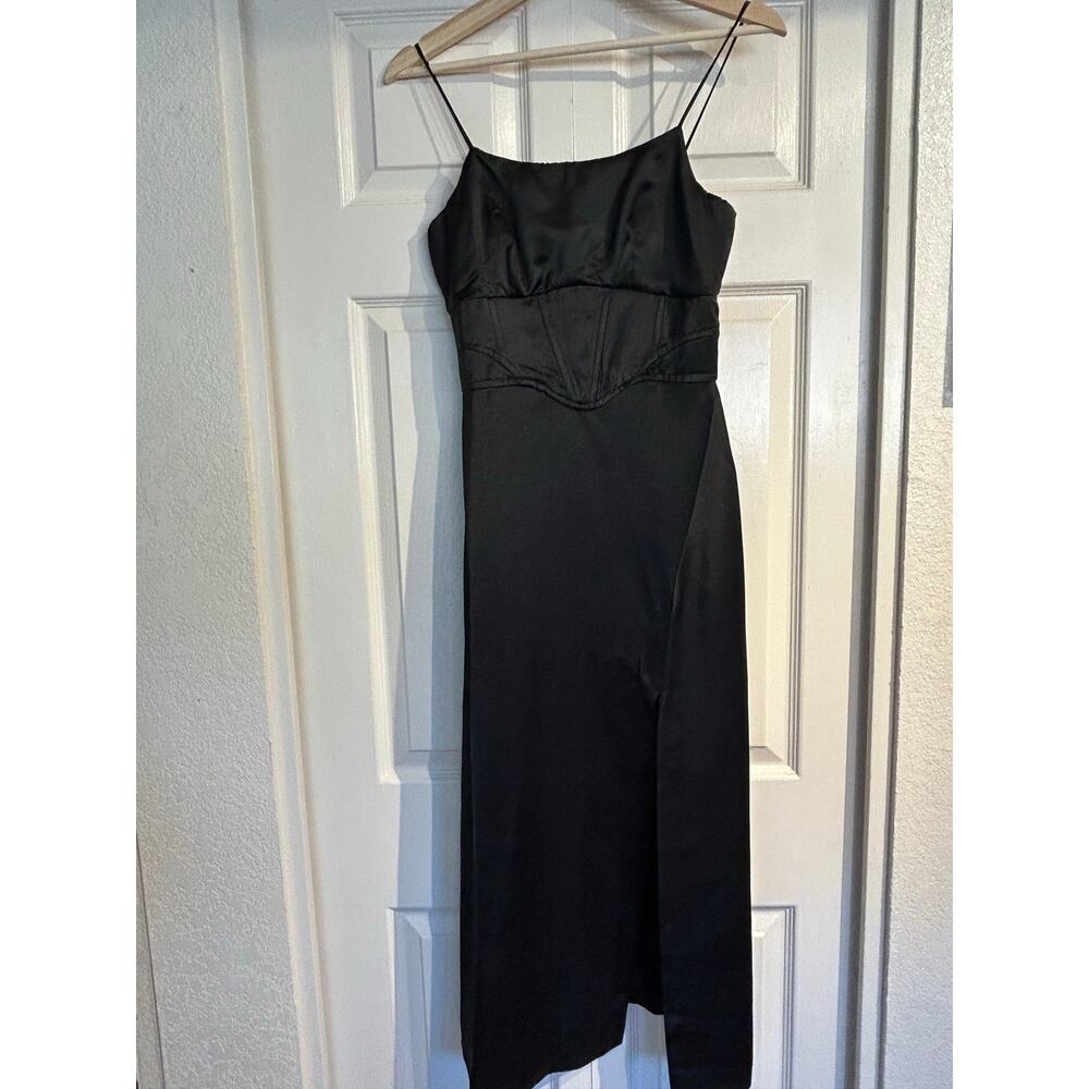 Jason Wu Black Satin Corset Midi Dress - Picture 7 of 7